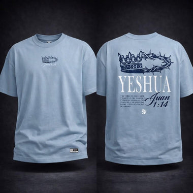 Premium Oversized Shirt Light Blue - Yeshua - John 1:14 / Camisa Premium Oversized Azul Claro - Juan 1:14