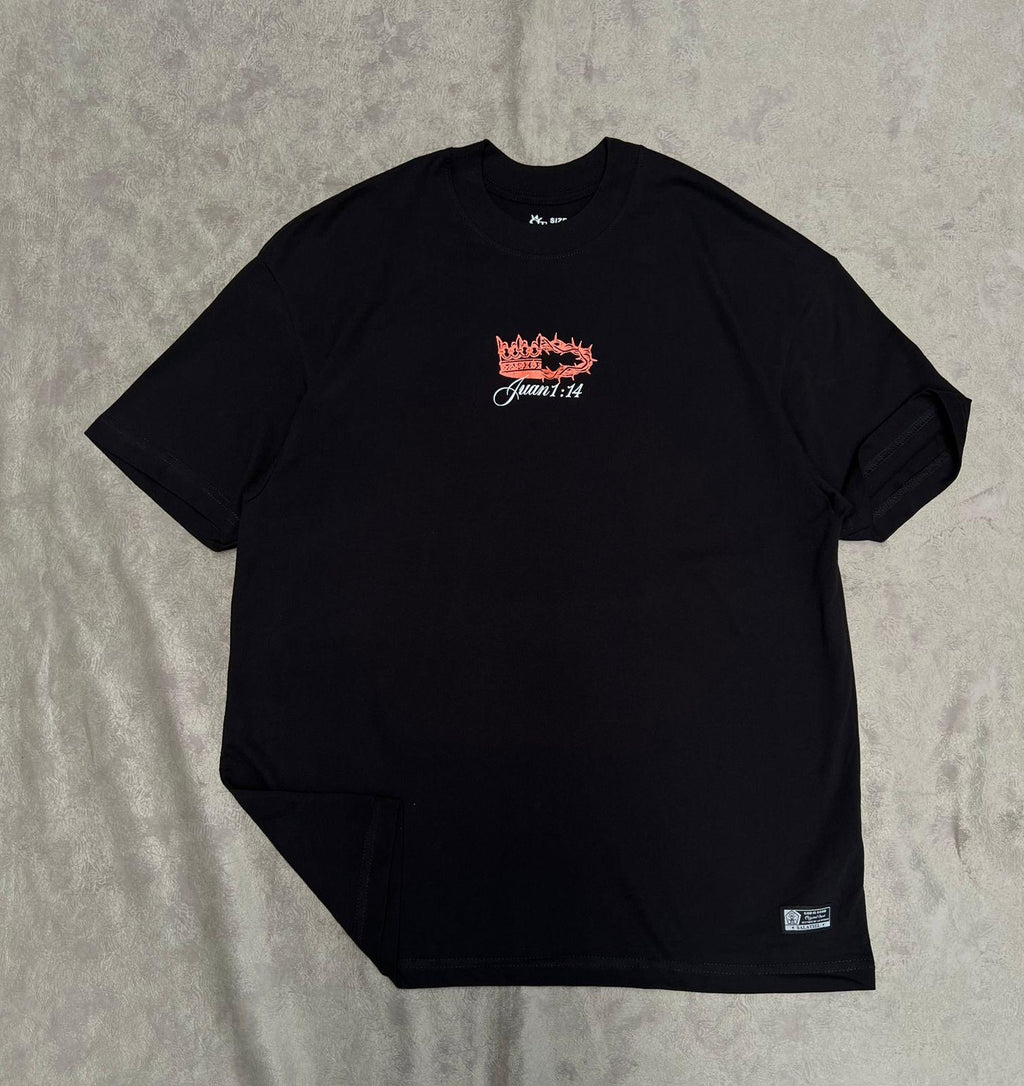 Camisa Premium Oversized Negra - Juan 1:14