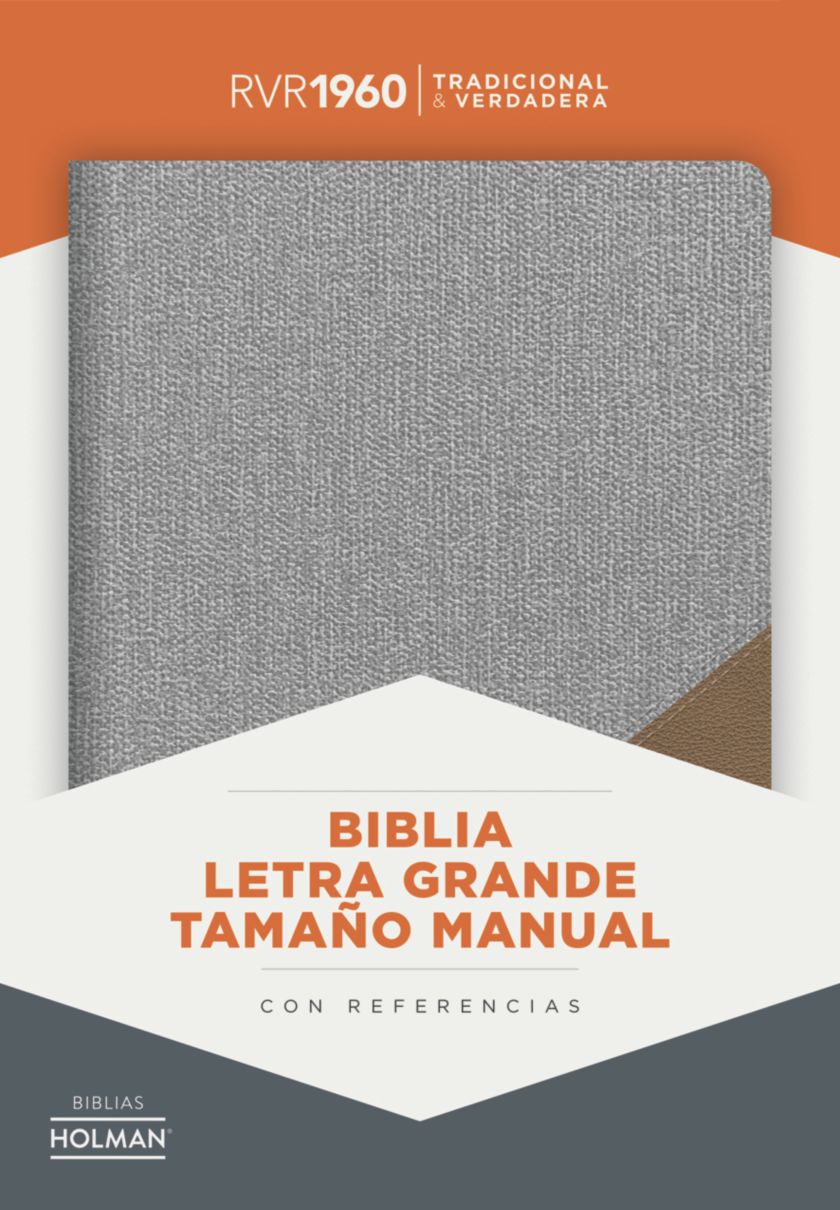 RVR 1960 Biblia Letra Grande Tamaño Manual gris y marrón, símil piel: Santa Biblia
