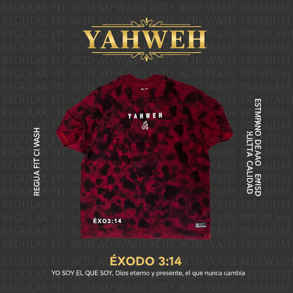 Premium Regular Fit Acid Wash Shirt - Yahweh - Exodus 3:14 / Camisa Premium Regular Fit Acid Wash - Yahweh - Éxodo 3:14