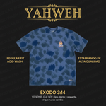 Premium Regular Fit Acid Wash Shirt - Yahweh Navy Blue - Exodus 3:14 / Camisa Premium Regular Fit Acid Wash - Yahweh Azul Marino - Éxodo 3:14