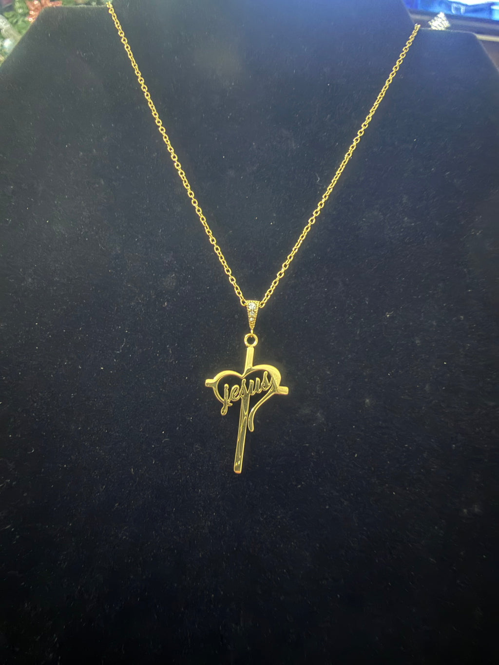 Jesus Cross Necklace - Gold Plated | Collar Cruz Jesus Dorado