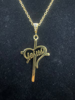 Jesus Cross Necklace - Gold Plated | Collar Cruz Jesus Dorado