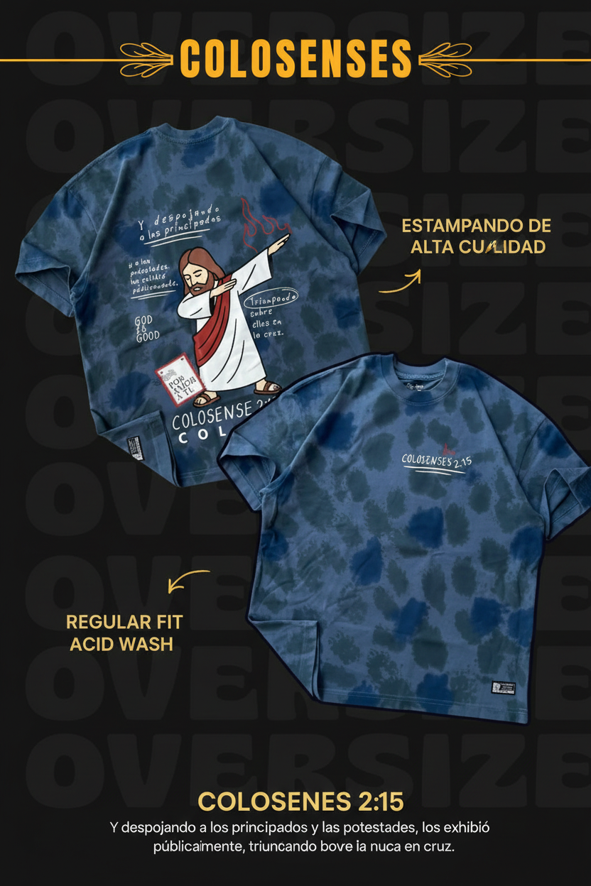 COLOSENSES 2:15 - Camisa Regular Fit Acid Wash